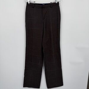 Y2K GAP Dark Brown and Light Blue Window Pane Plaid Classic Fit Stretch Trousers